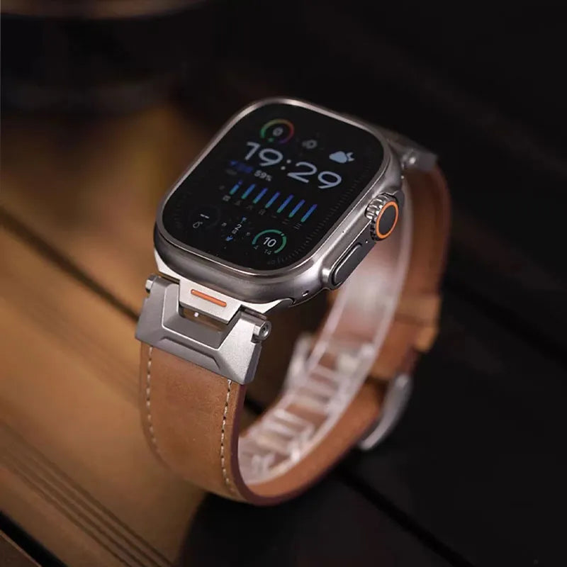 Apple Watch Ultra Leather Band in Brown - Mech Style