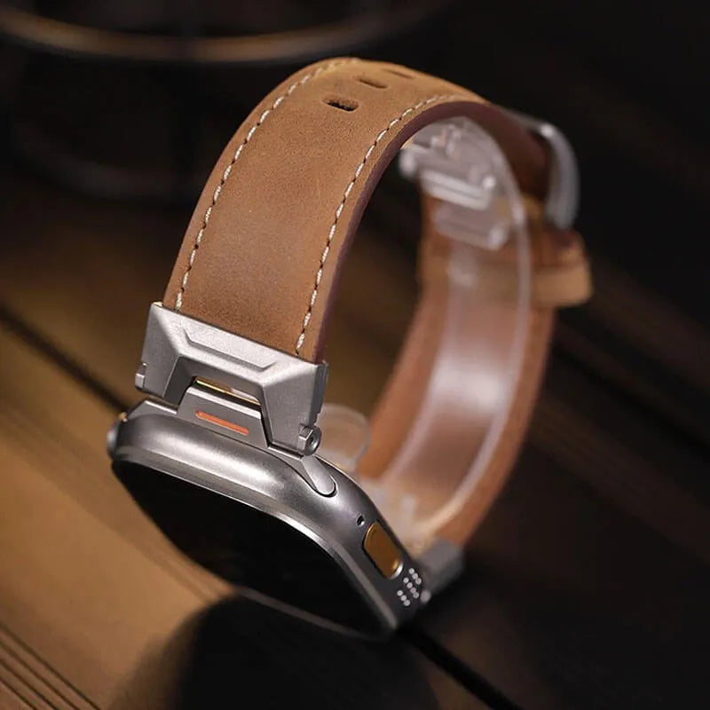 Apple Watch Ultra Leather Band in Brown - Mech Style