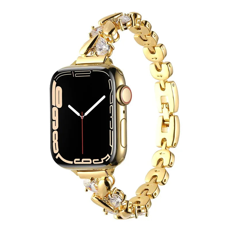 Elegant Rhinestone Chain Apple Watch Band in Gold – Breezsy