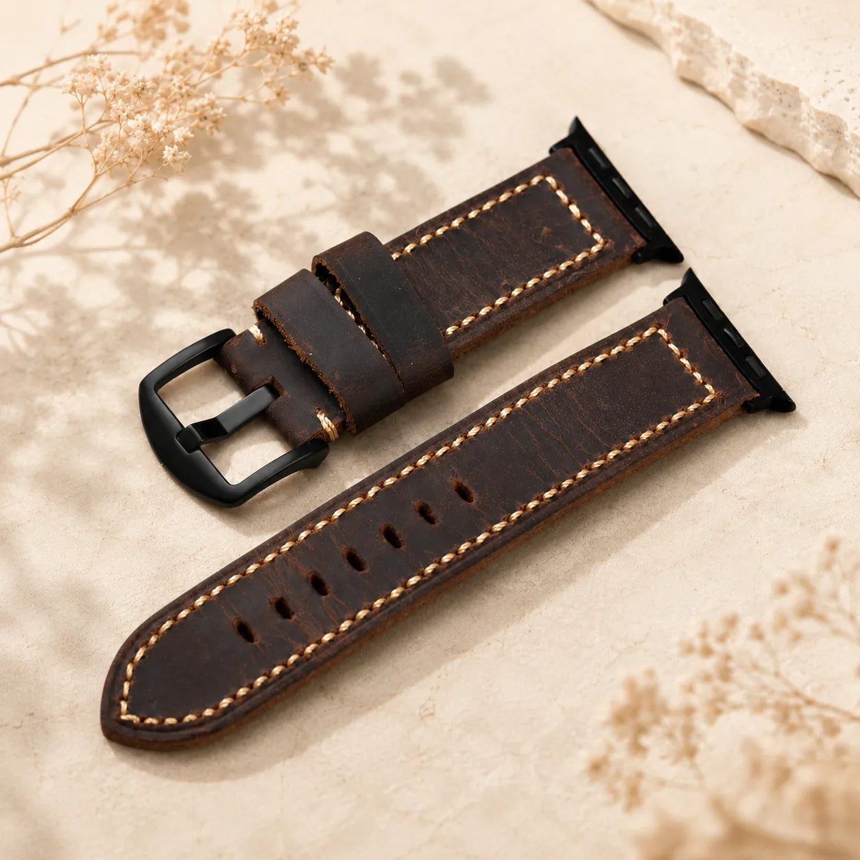Handcrafted Vintage Leather Strap Classic black