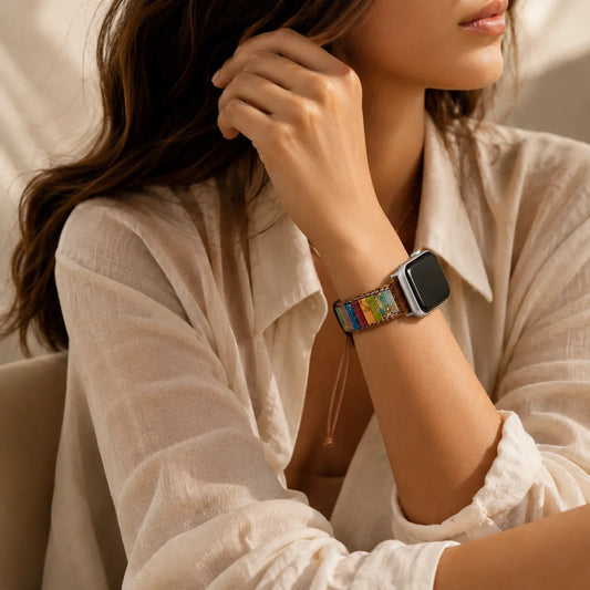 Handmade Beaded Bracelet for Apple Watch boho side