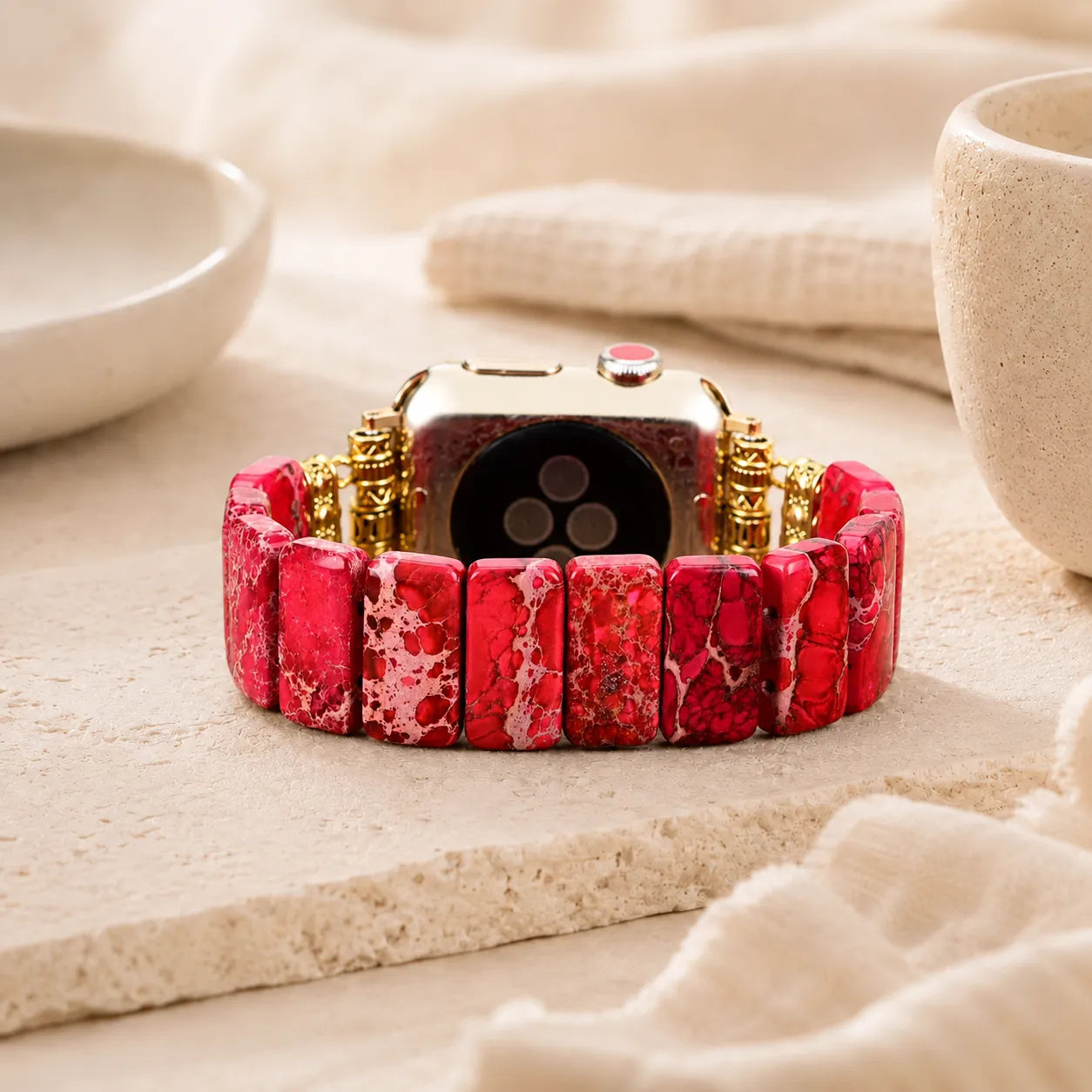 Natural Gemstone Apple Watch Band red