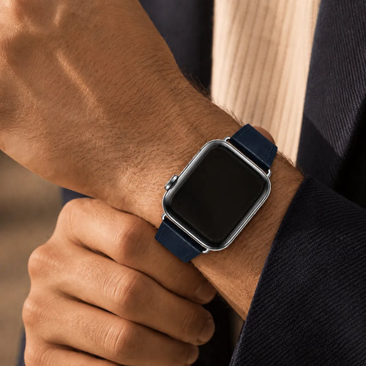 Navy Leather Apple Watch Band outfit