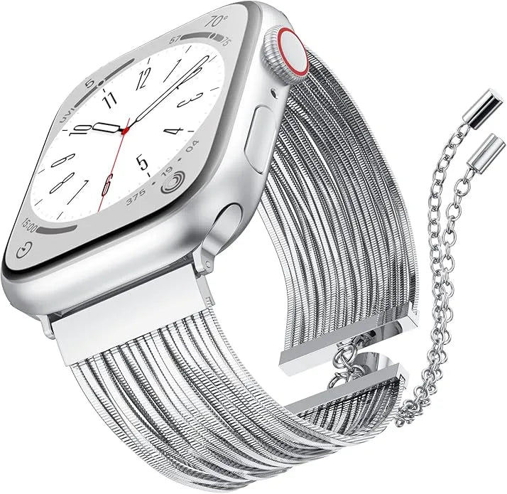 Bracelet de montre Apple Watch en acier inoxydable avec chaîne à pampilles - Doré