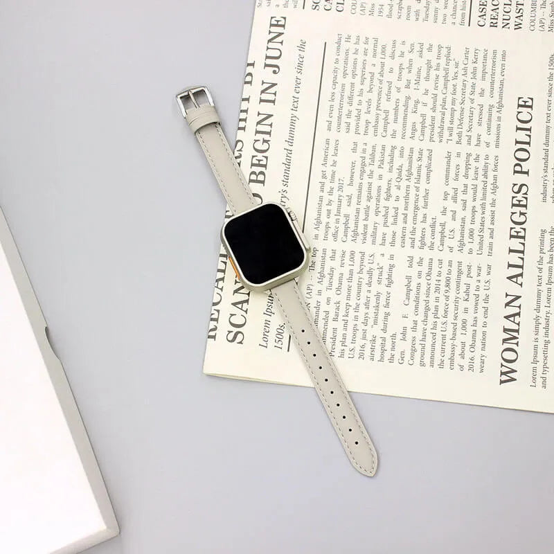 White Leather Apple Watch Band – Elegant Slim