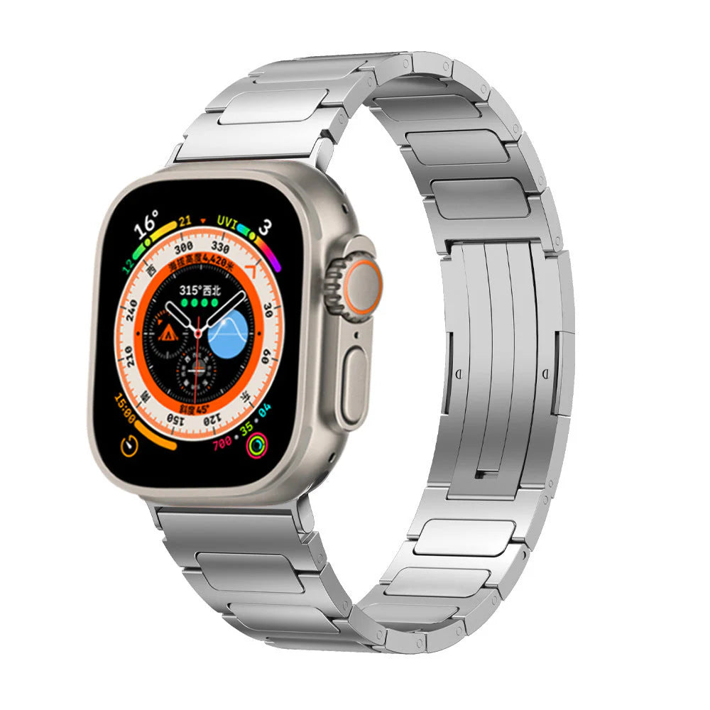 チタニウム Apple Watch Ultra バンド - シルバー – Breezsy チタニウム Apple Watch Ultra バンド - シルバー – Breezsy