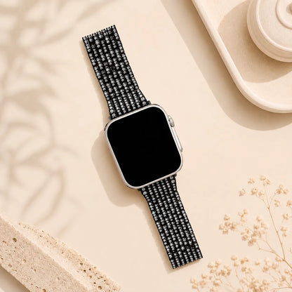 7-Row Diamond Metal Apple Watch Band black