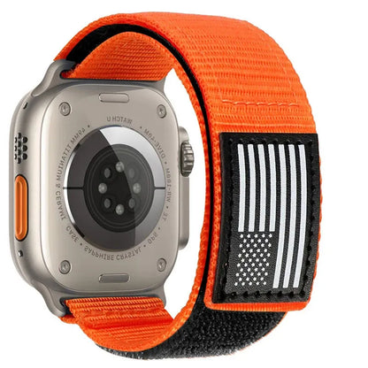 American Flag Nylon Apple Watch Band - Orange