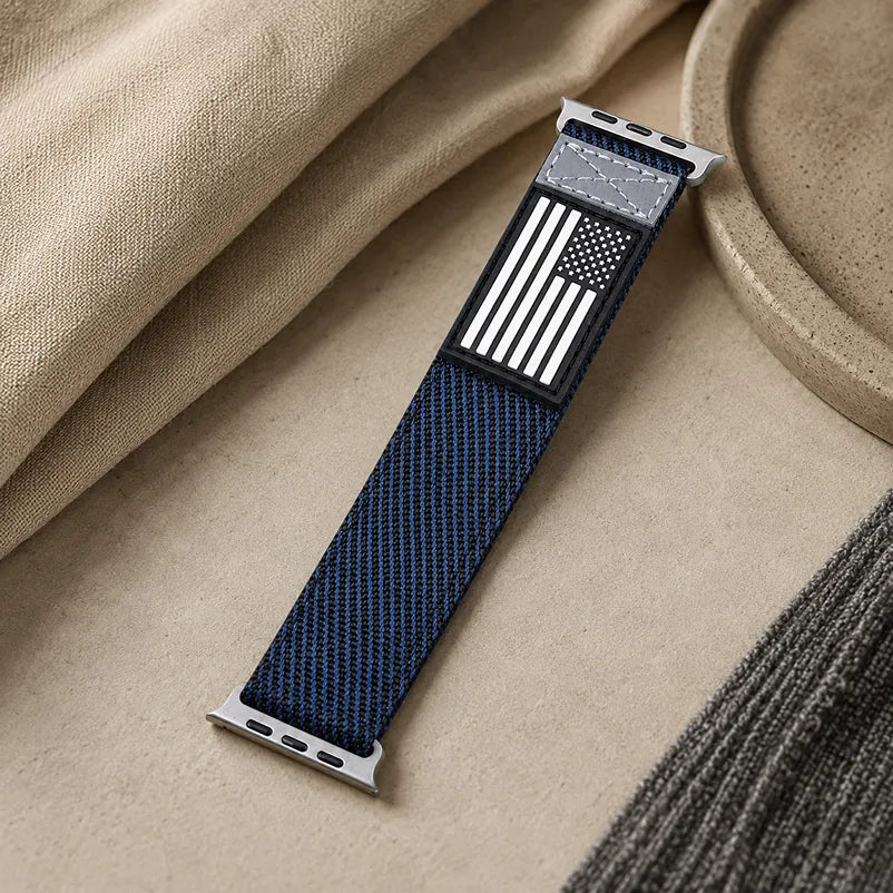 American Flag Nylon Apple Watch Band navy