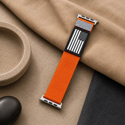 American Flag Nylon Apple Watch Band orange