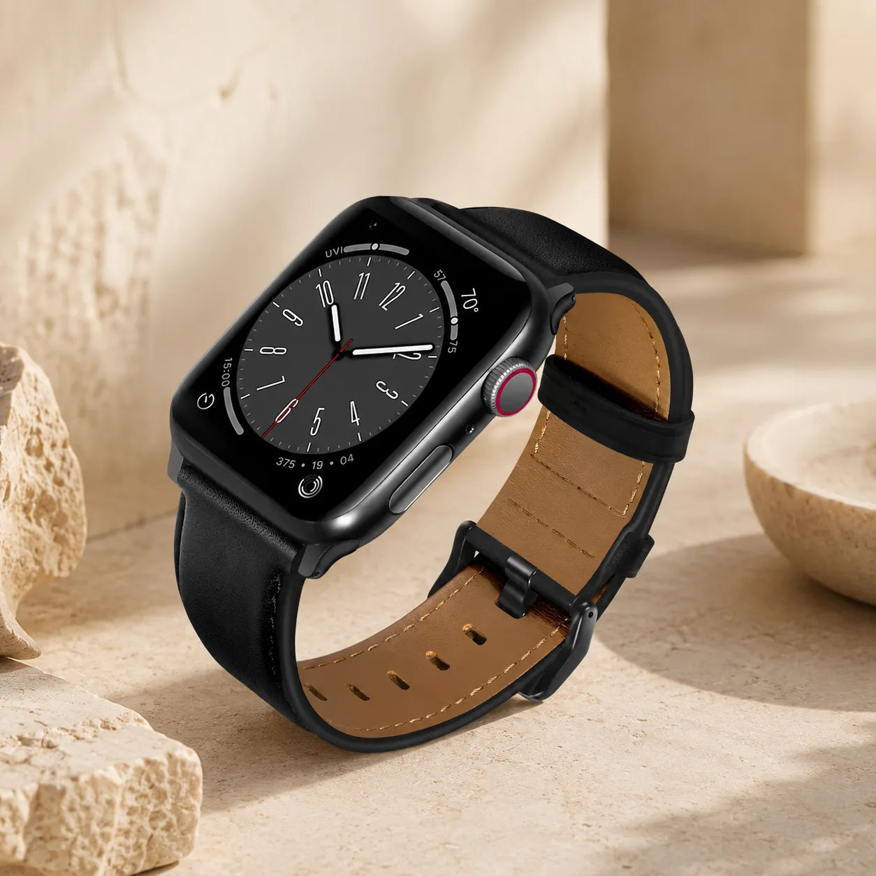 Apple Watch Black Leather Band Black
