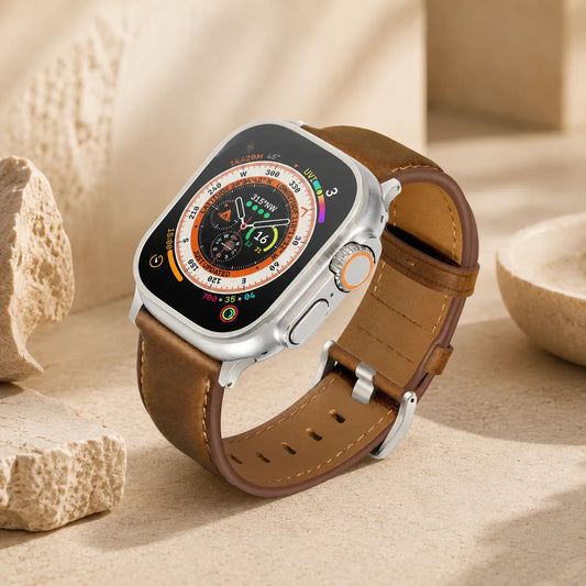 Apple Watch Black Leather Band brown
