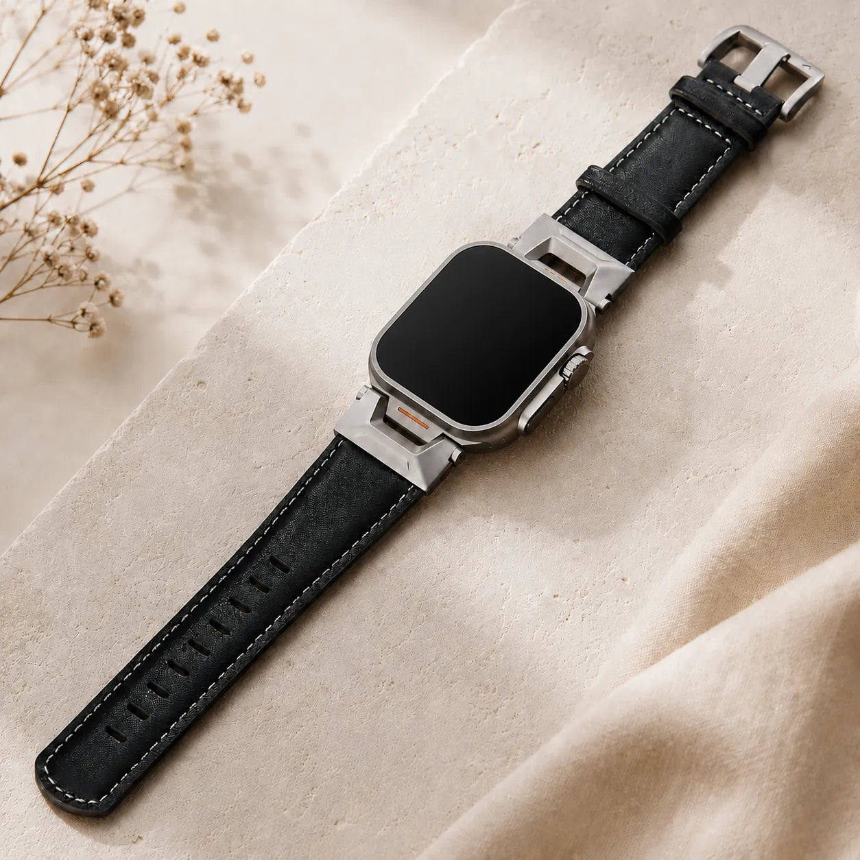 Apple Watch Ultra Leather Band Mech Style Design black