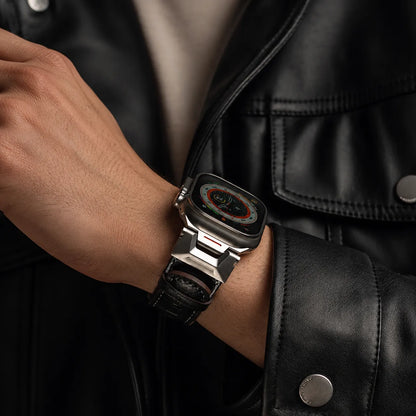 Apple Watch Ultra Leather Band Mech Style Design black outfit