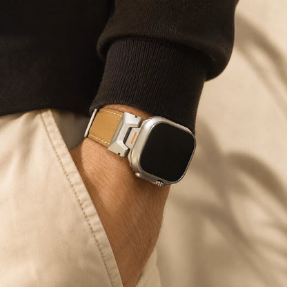 Apple Watch Ultra Leather Band Mech Style Design brown outfit