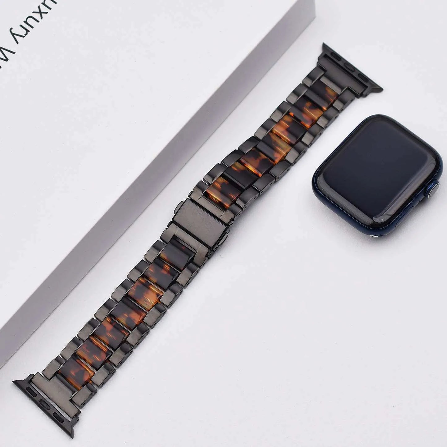 Resin Apple Watch Band - Silver with Rainbow