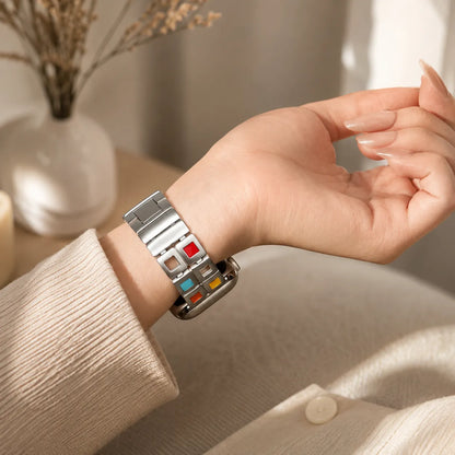 Boho Creative Grid Apple Watch Band front back