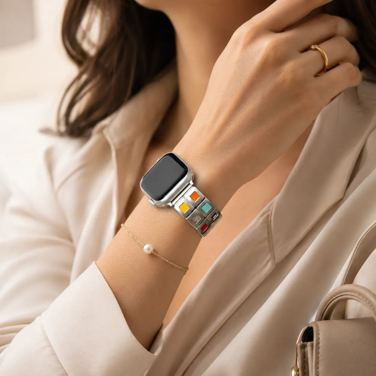 Boho Creative Grid Apple Watch Band front right side