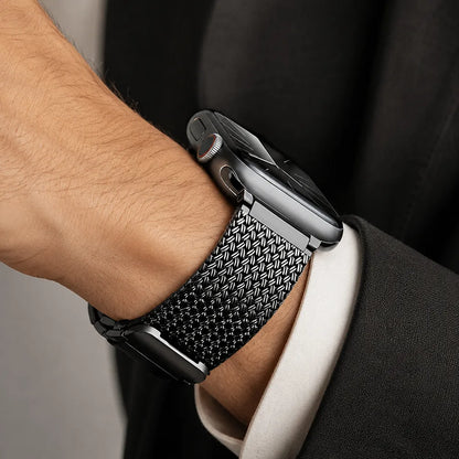 Braided Stainless Steel Magnetic Band for Apple Watch black outfit