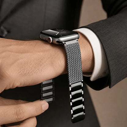 Braided Stainless Steel Magnetic Band for Apple Watch black view
