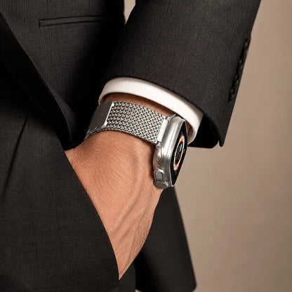 Braided Stainless Steel Magnetic Band for Apple Watch silver outfit