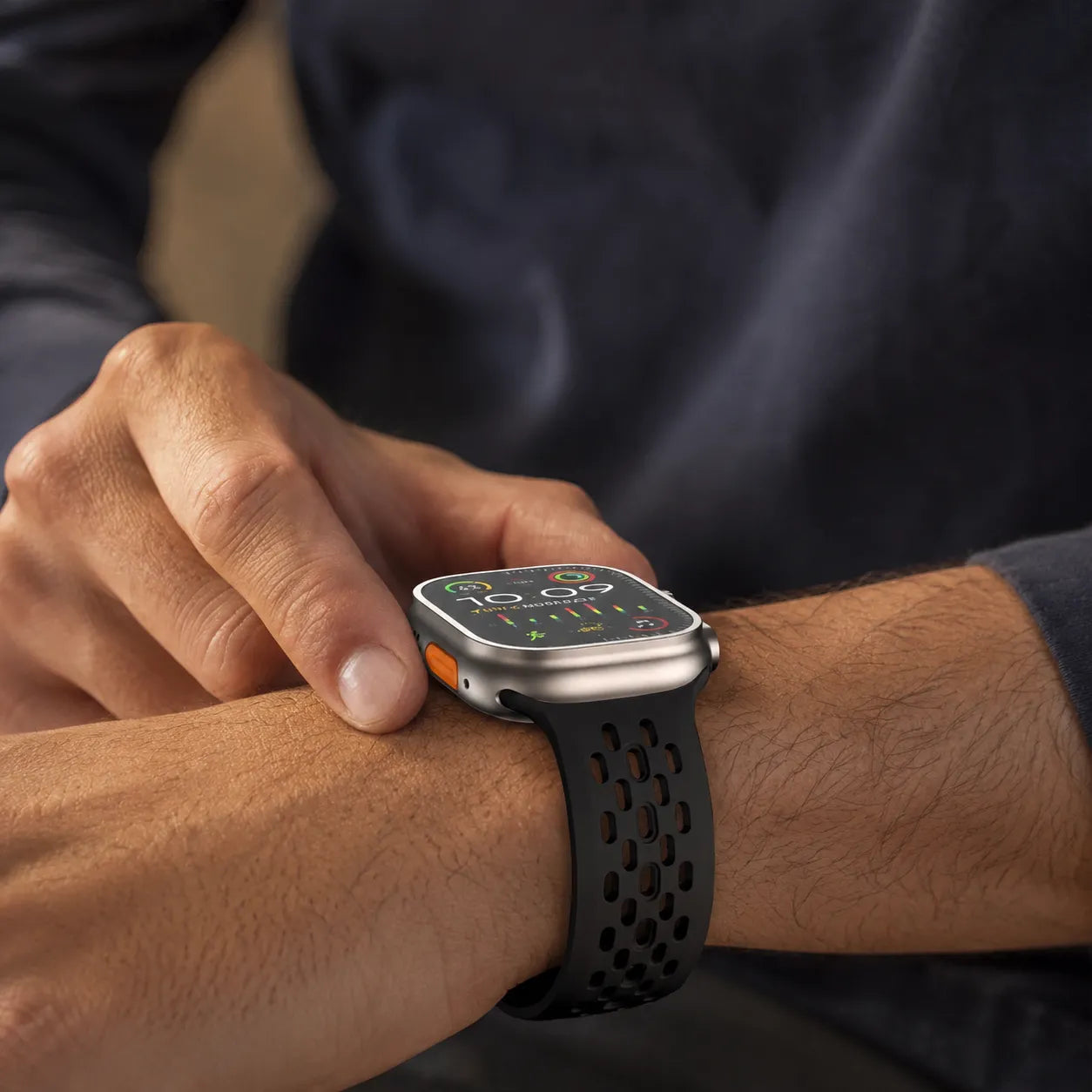 Breathable Fluoroelastomer Apple Watch Band black outfit