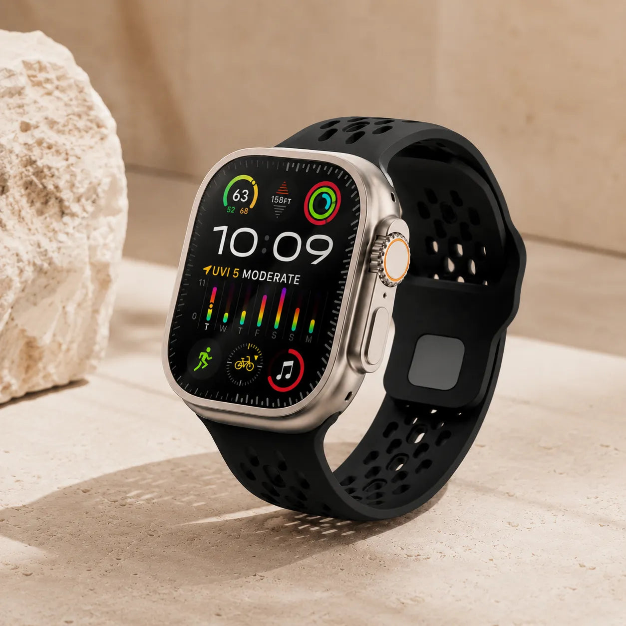 Breathable Fluoroelastomer Apple Watch Band black