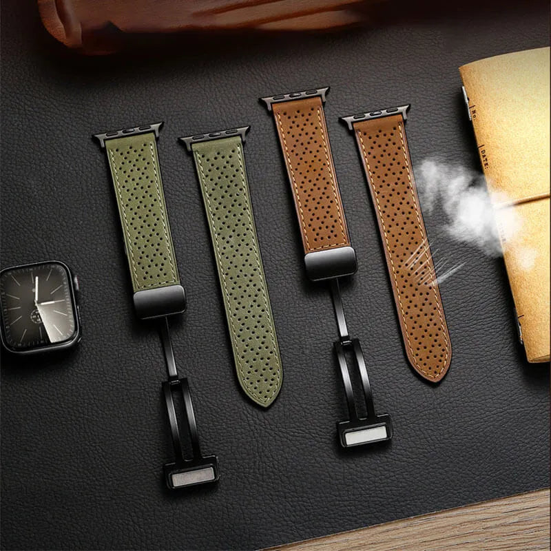 Breathable Leather Magnetic Apple Watch Band