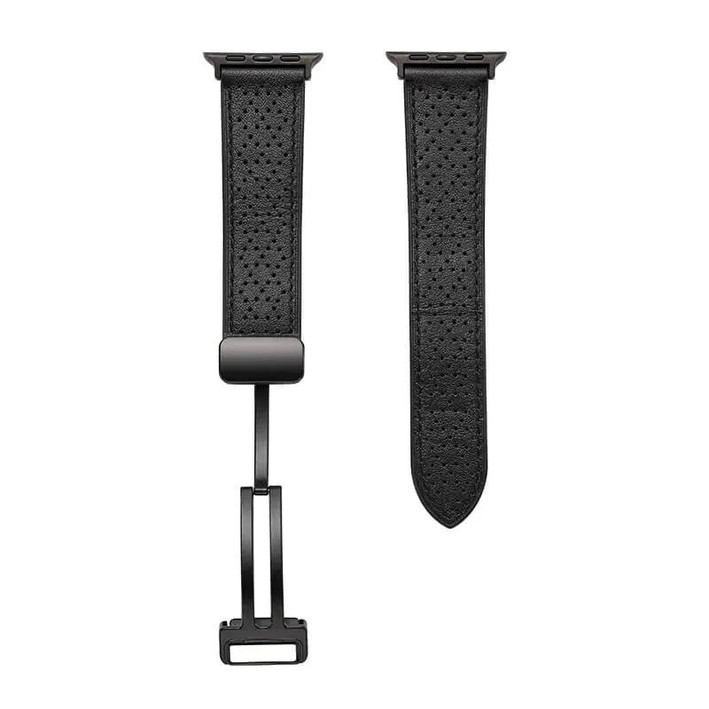 Leather Magnetic Apple Watch Band - Black