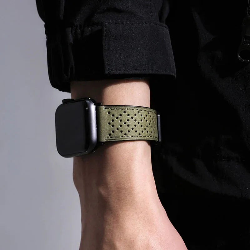 Leather Magnetic Apple Watch Band Green – Breezsy