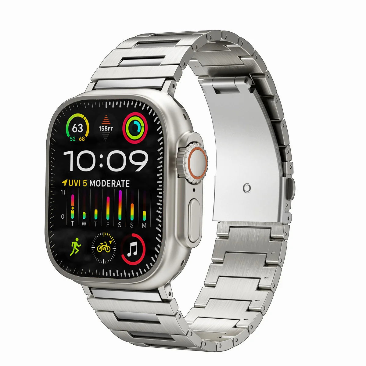 幅広のブラッシュドリンクを備えたビジネスチタンApple Watchバンド