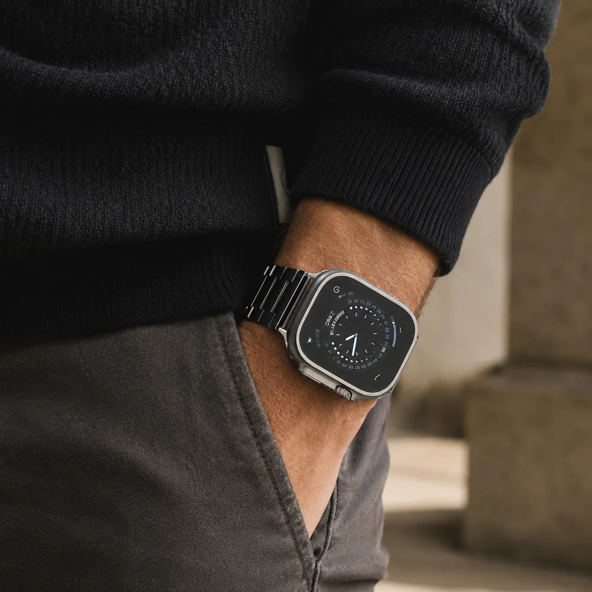 Apple Watchバンドのブラッシュドチタンリンク構造