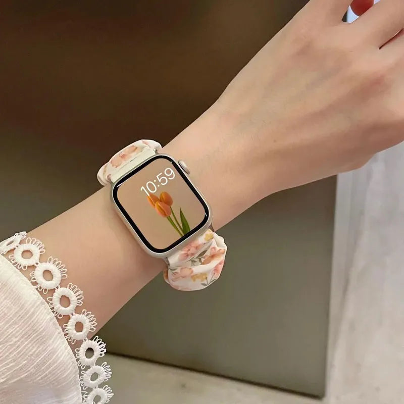 Charming Floral Scrunchie Apple Watch Band