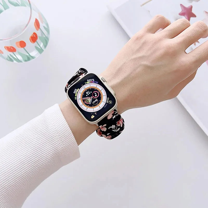 Charming Floral Scrunchie Apple Watch Band