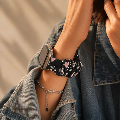 Charming Floral Scrunchie Apple Watch Band Night Plumview