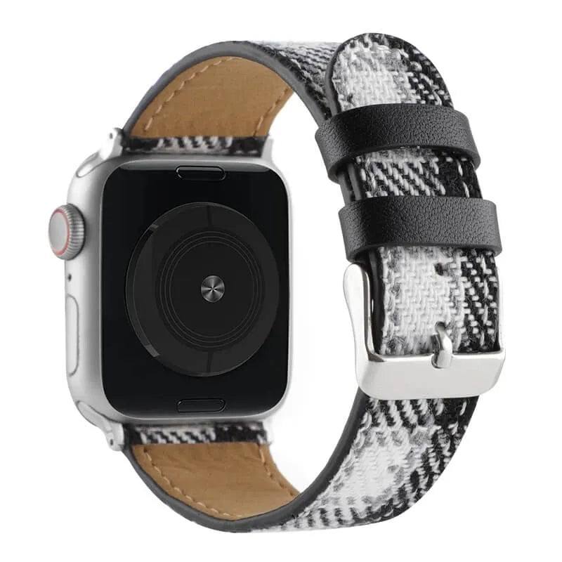 Retro Tweed Checkered Apple Watch Band - Black & White ack