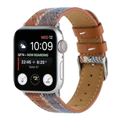 Retro Tweed Checkered Apple Watch Band - Blue