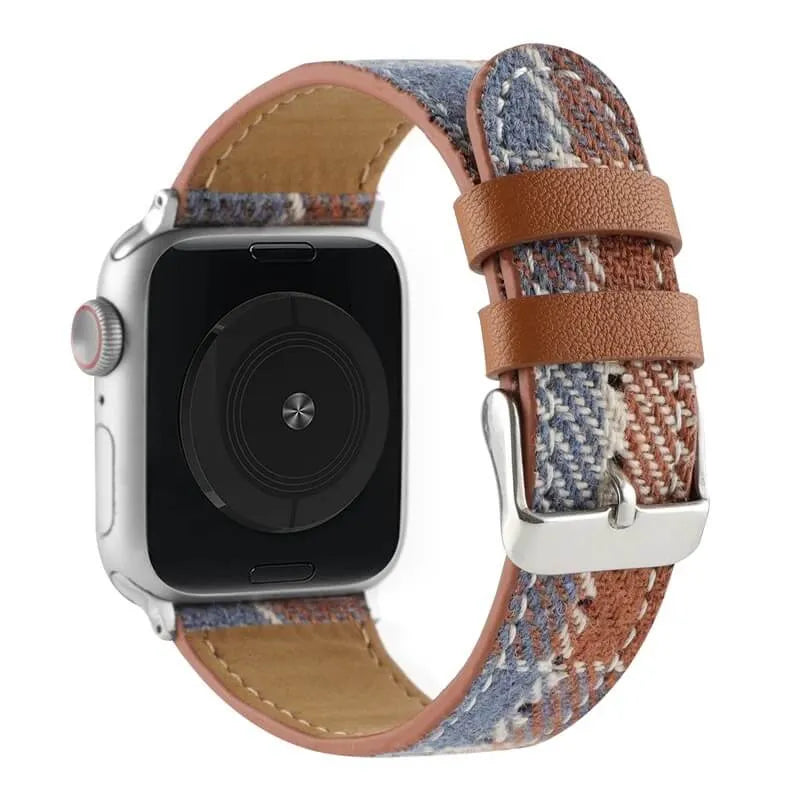 Retro Tweed Checkered Apple Watch Band - Blue back