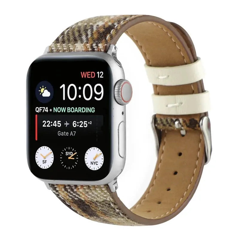 Retro Tweed Checkered Apple Watch Band - Brown