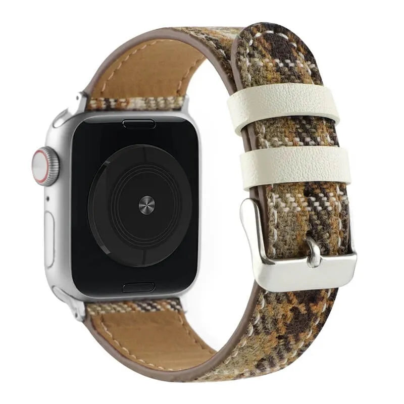 Retro Tweed Checkered Apple Watch Band - Brown back