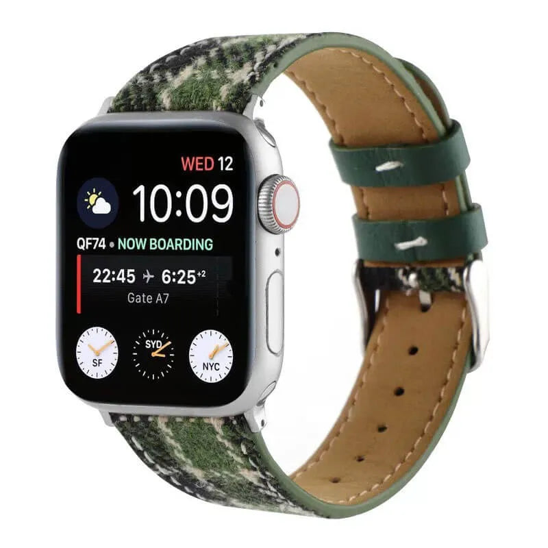 Retro Tweed Checkered Apple Watch Band - Green