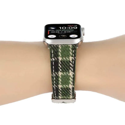 Retro Tweed Checkered Apple Watch Band - Green