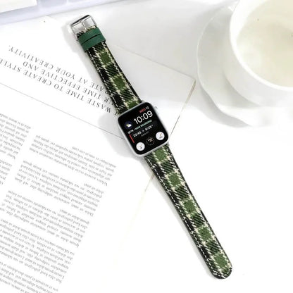 Retro Tweed Checkered Apple Watch Band - Green