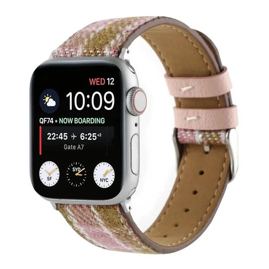 Retro Tweed Checkered Apple Watch Band - Pink