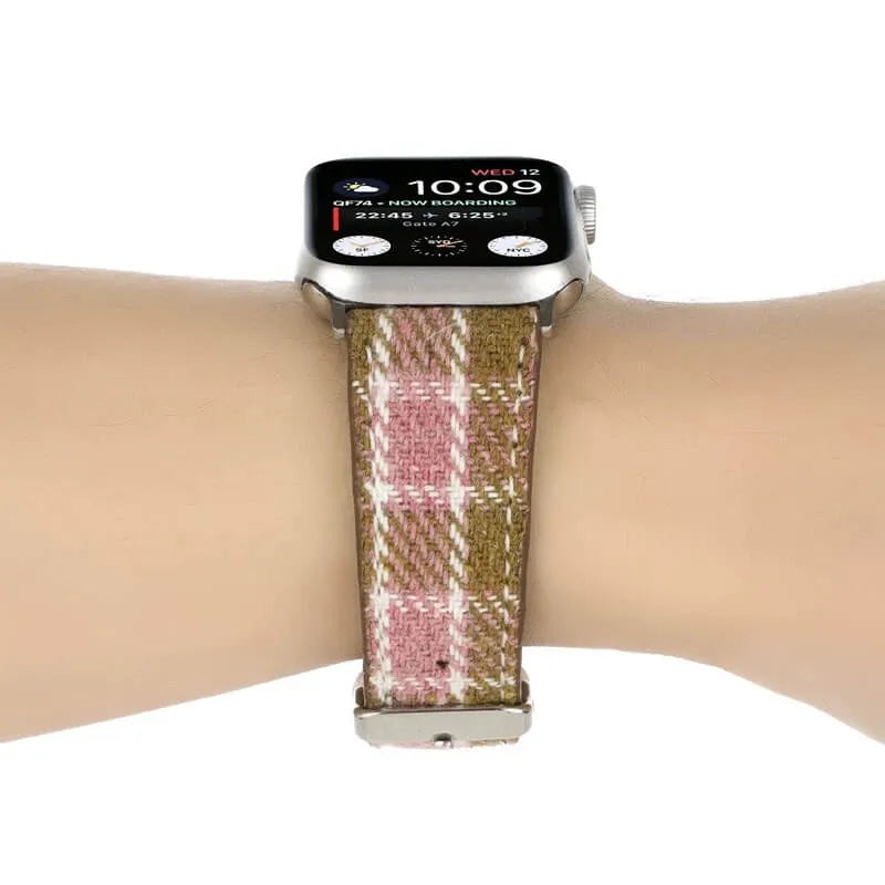 Retro Tweed Checkered Apple Watch Band - Pink preview