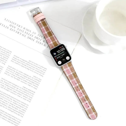 Retro Tweed Checkered Apple Watch Band - Pink show