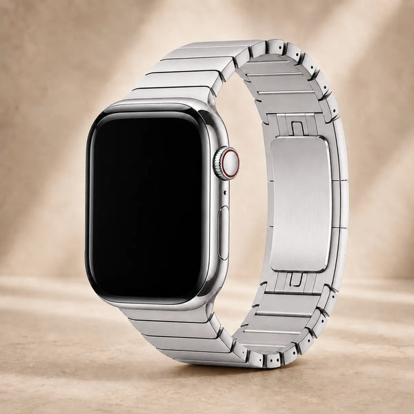 シルバーのステンレススチールリンクApple Watchブレスレット