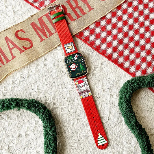 Christmas Apple Watch Band – Festive Design in Corduroy