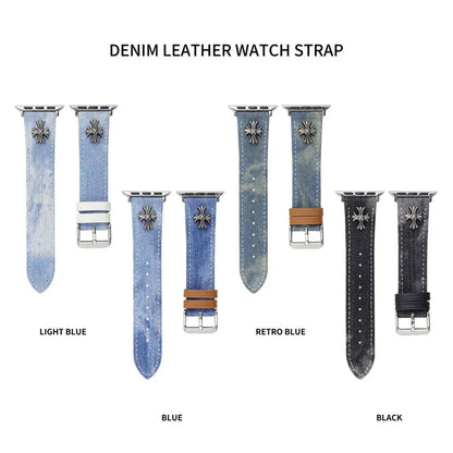 Denim Apple Watch Band - Retro Tie-Dye Style