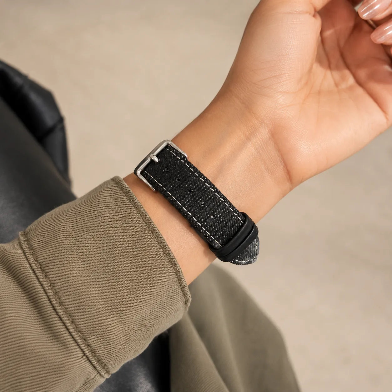Denim Apple Watch Band retro black view